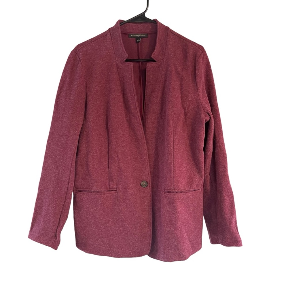 Banana Republic Factory berry red textured blazer collarless business casual L
